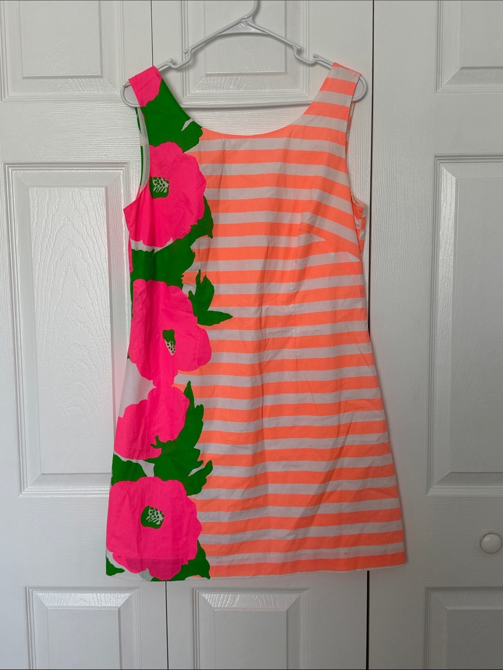 Lilly Pulitzer Coral and White Striped Shift with Pink Label